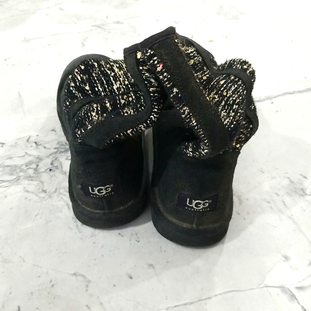 Uggs size 8, black with knitted ankle, gold sequined, great condition
